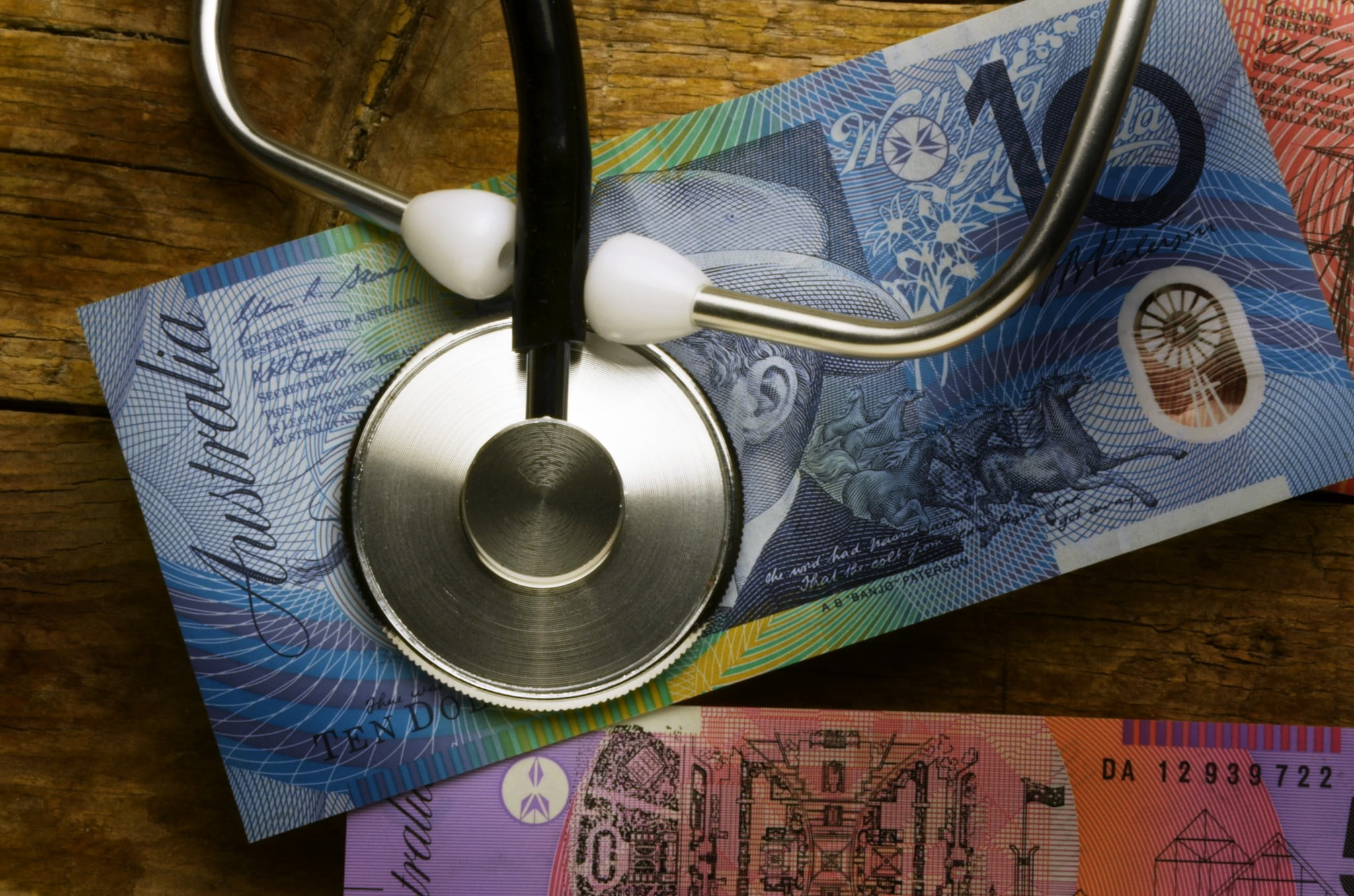 stethoscope and australian dollars