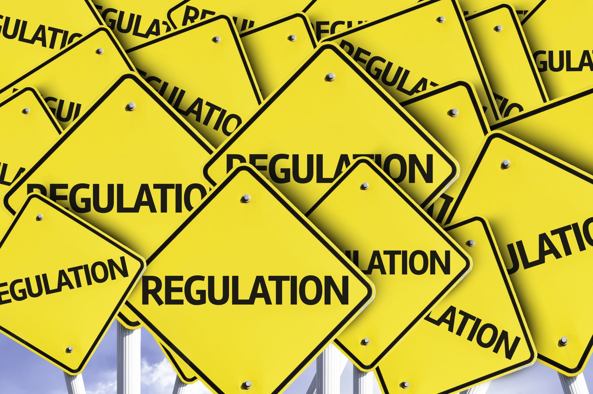 "regulation" written on many road signs: deregulate pharmacy