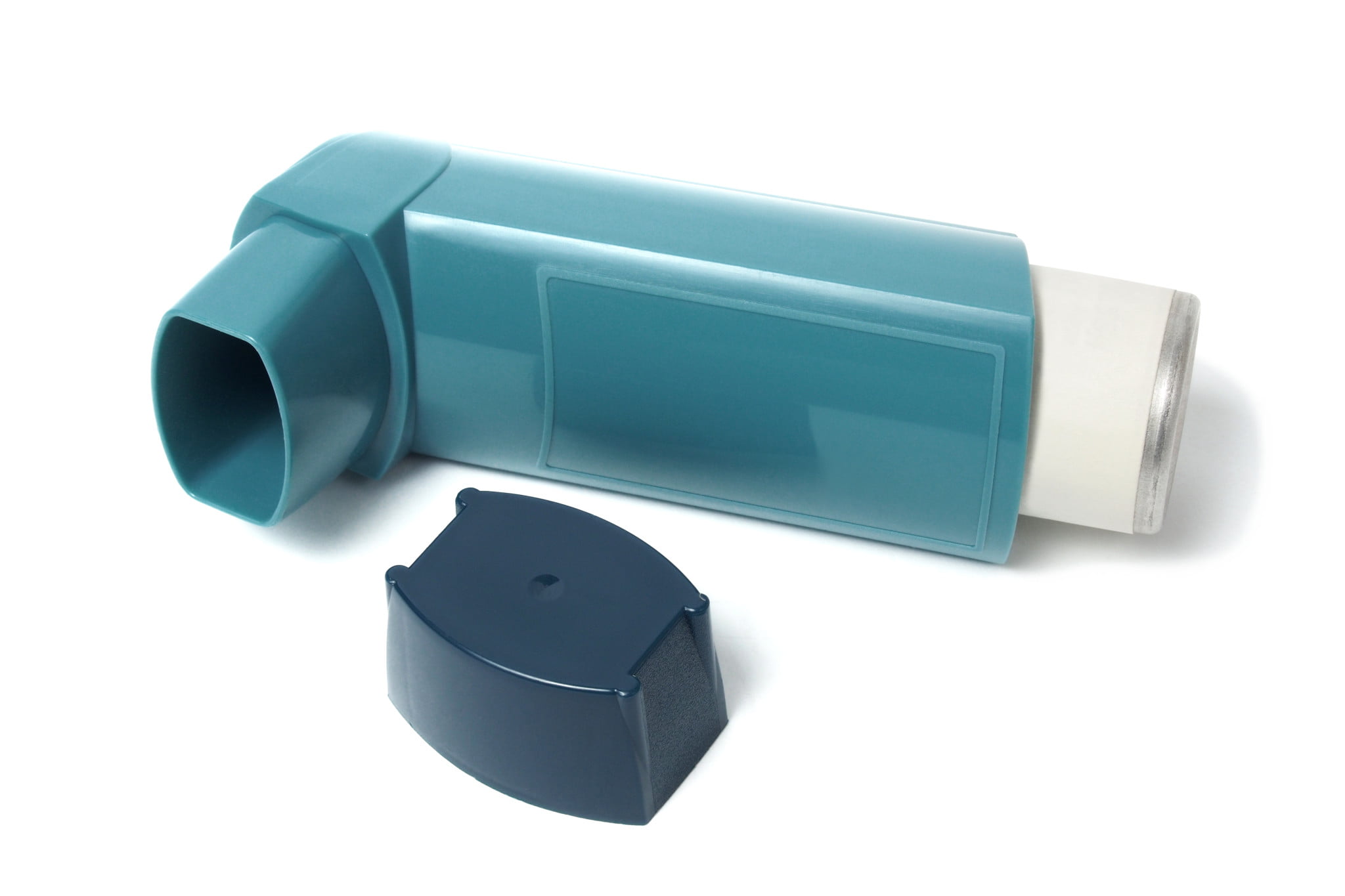 asthma reliever puffer on its side