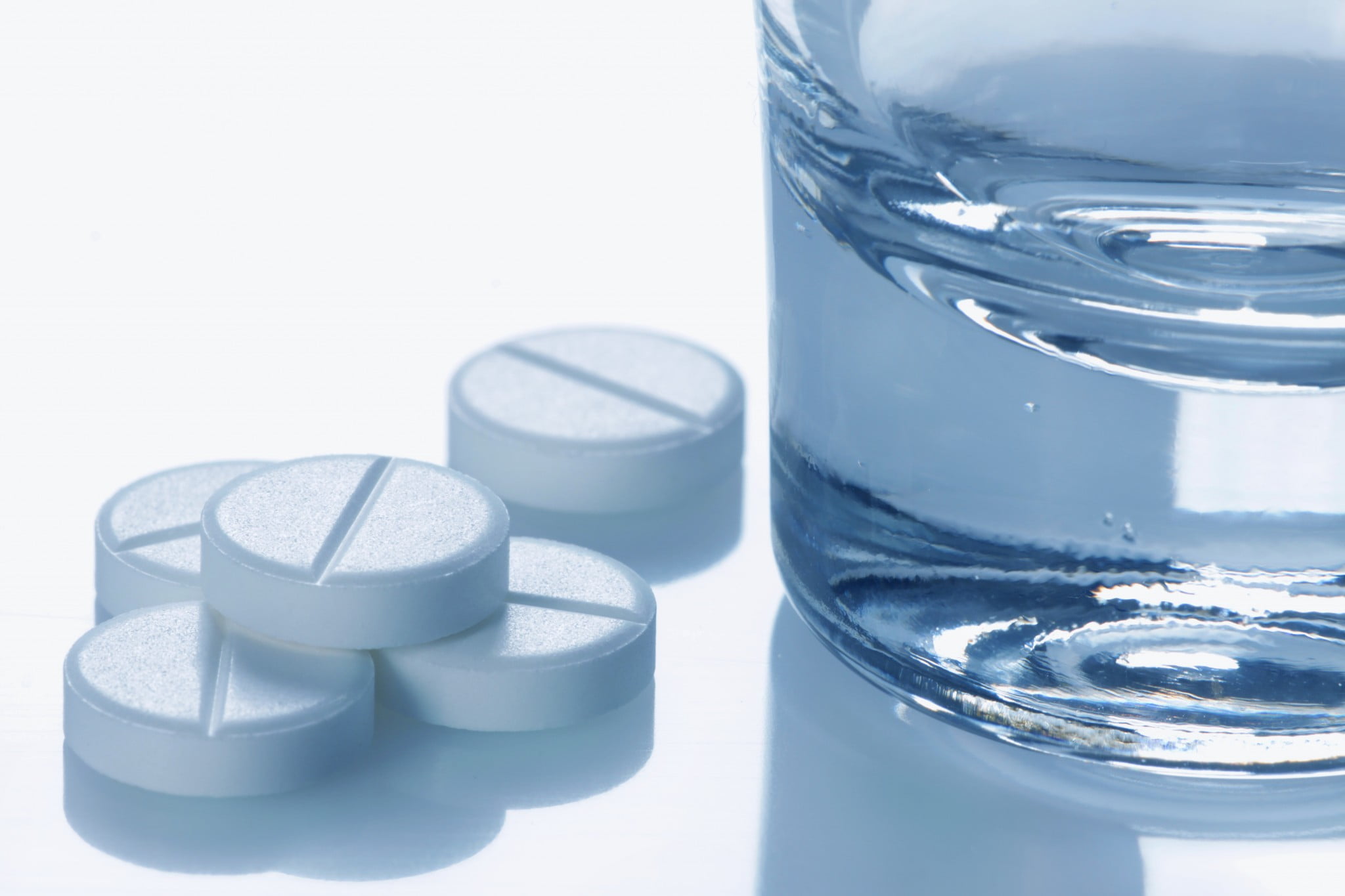 analgesics: ibuprofen and glass of water