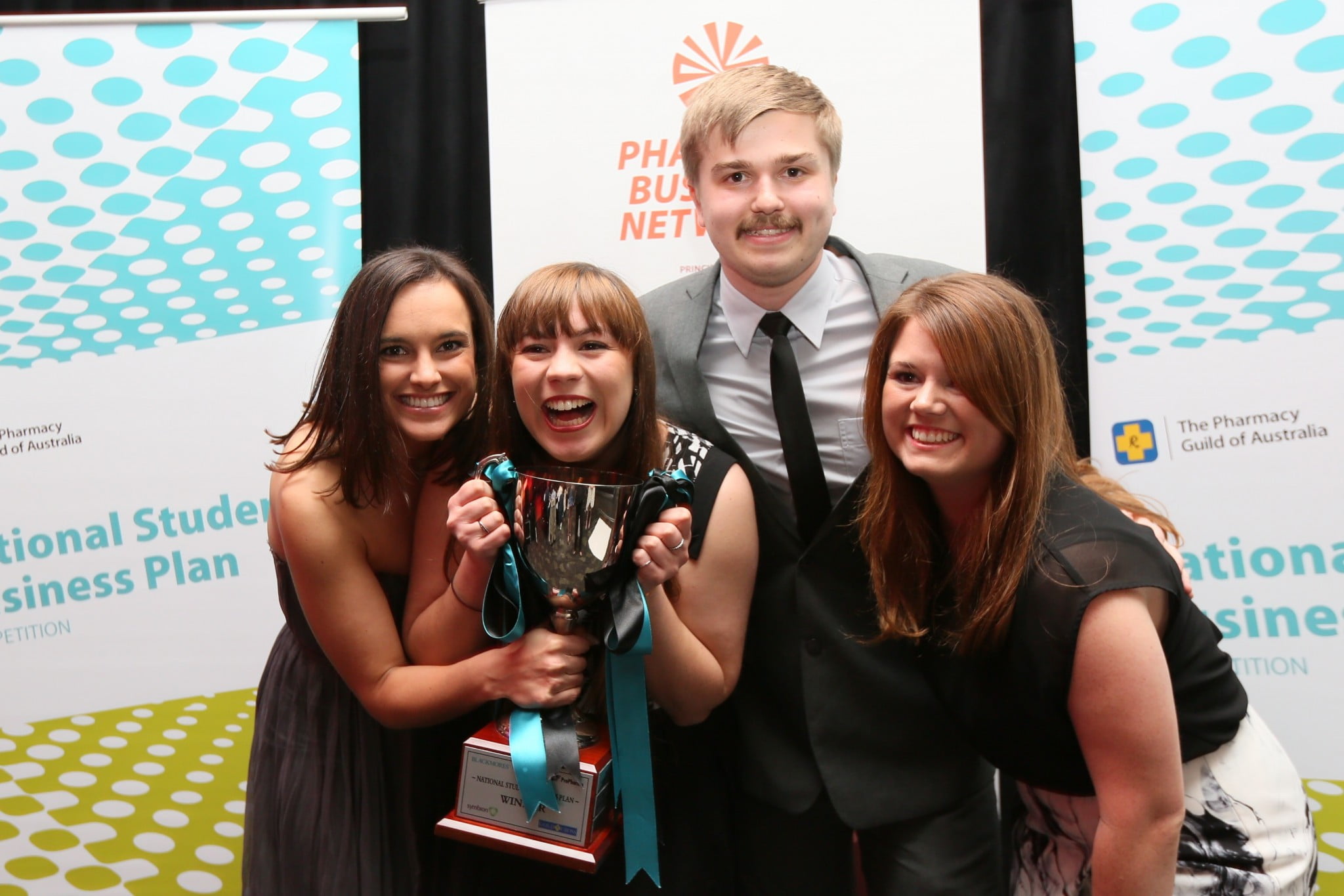 Chanelle Rolls, Lauren Haworth, Mark Jones and Jenna Leighton win the National Pharmacy Business Plan Competition