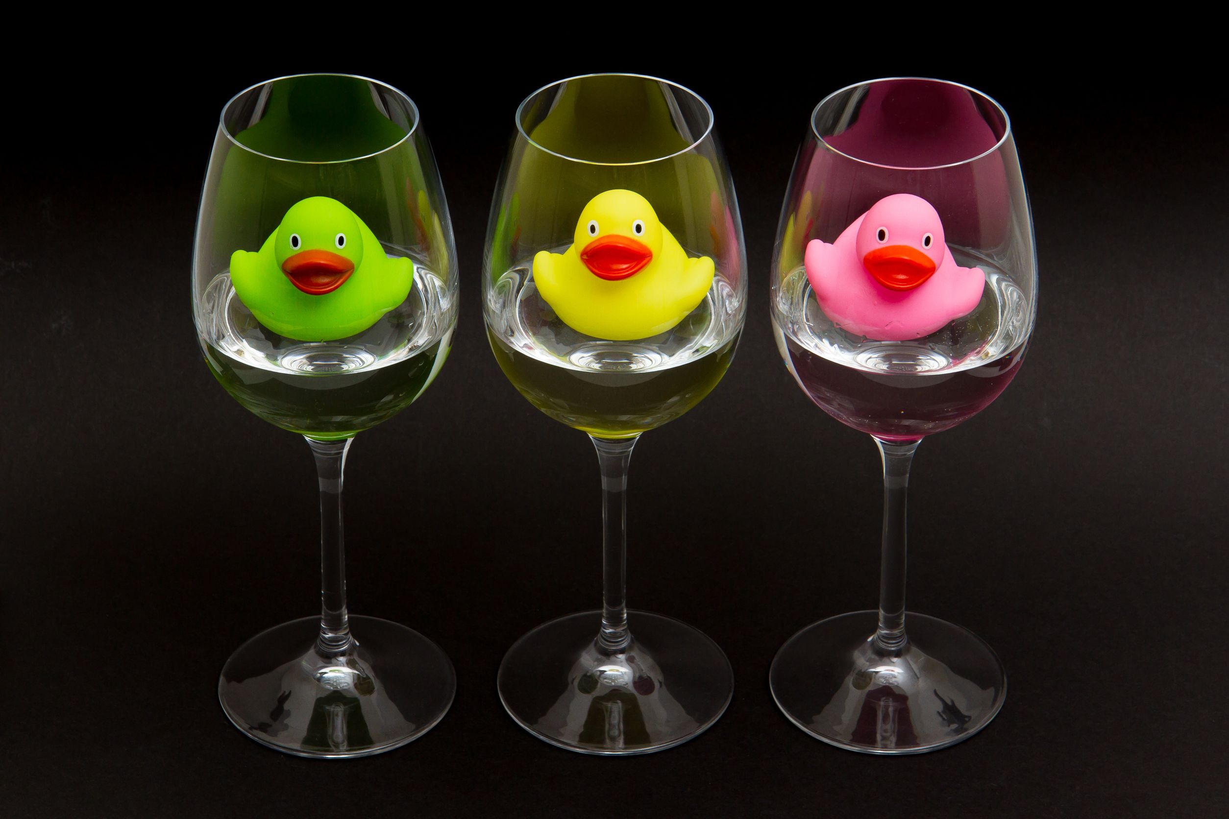 ducks in wineglasses - alcohol free