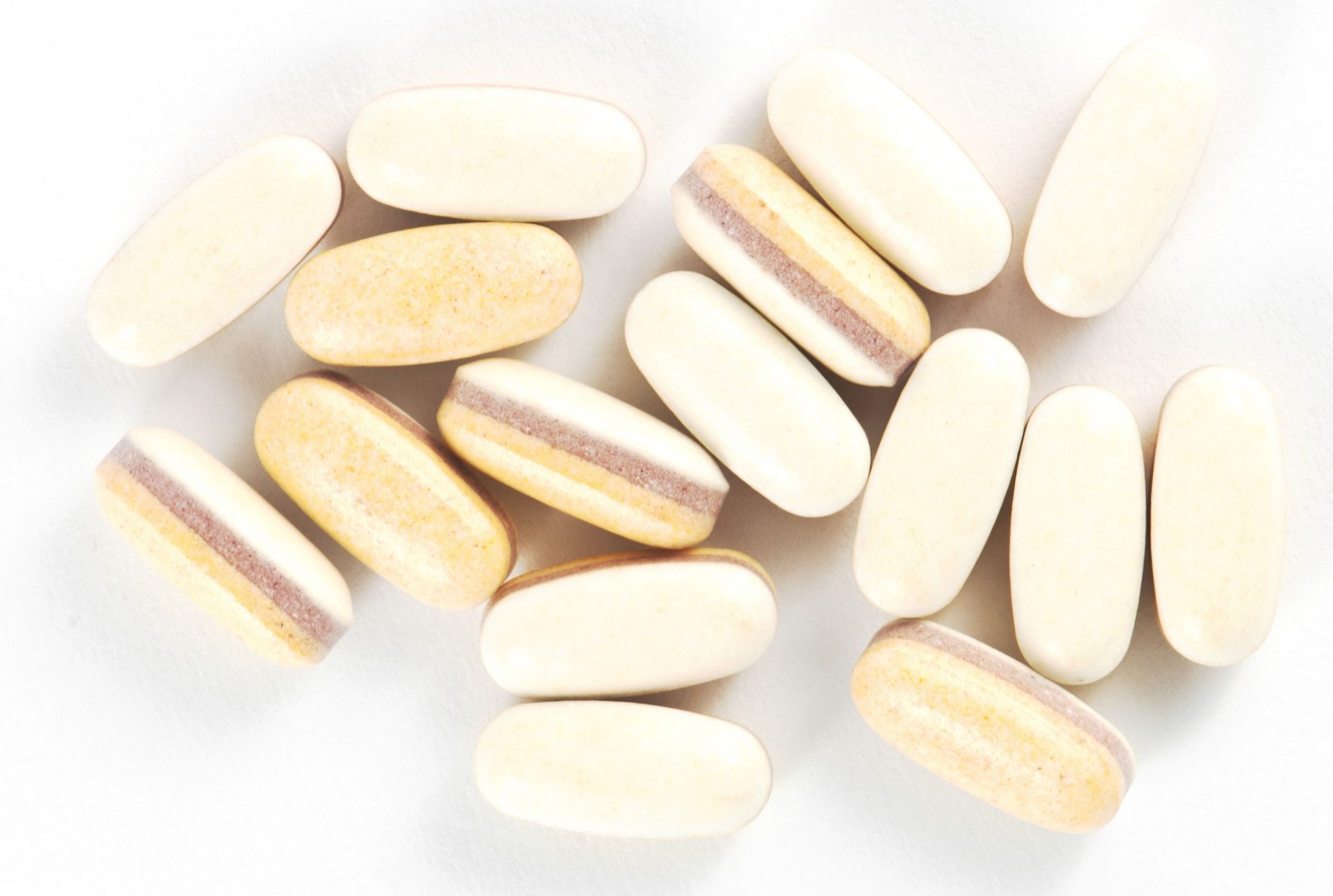 probiotic pills on white background
