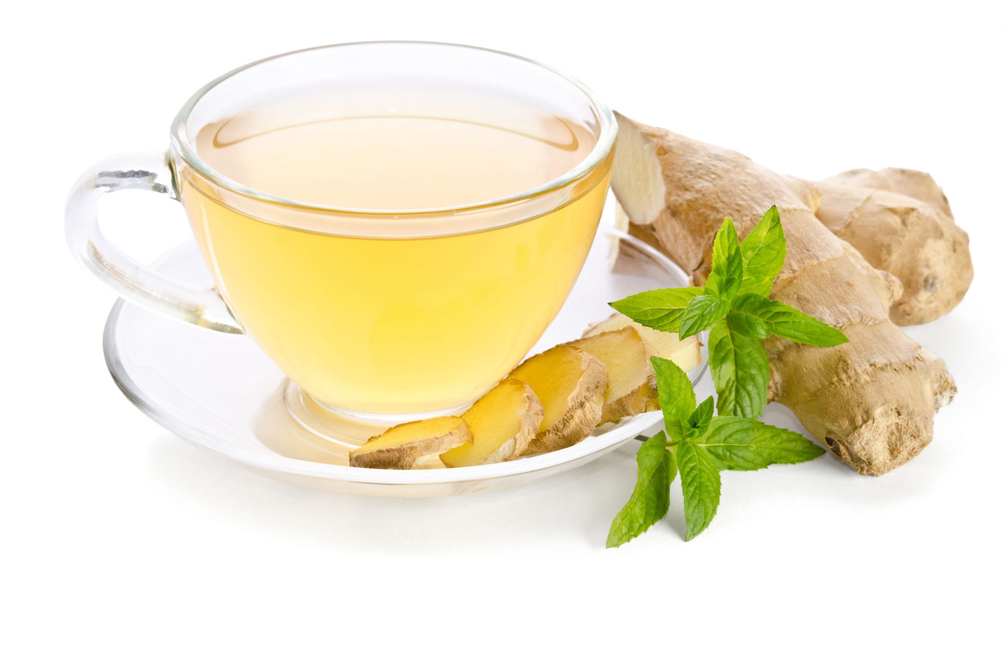 47751046 - tea with ginger root isolated on white background