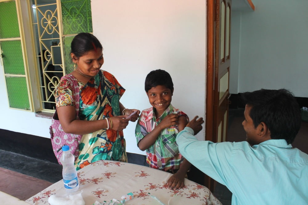 Boy being vaccinated