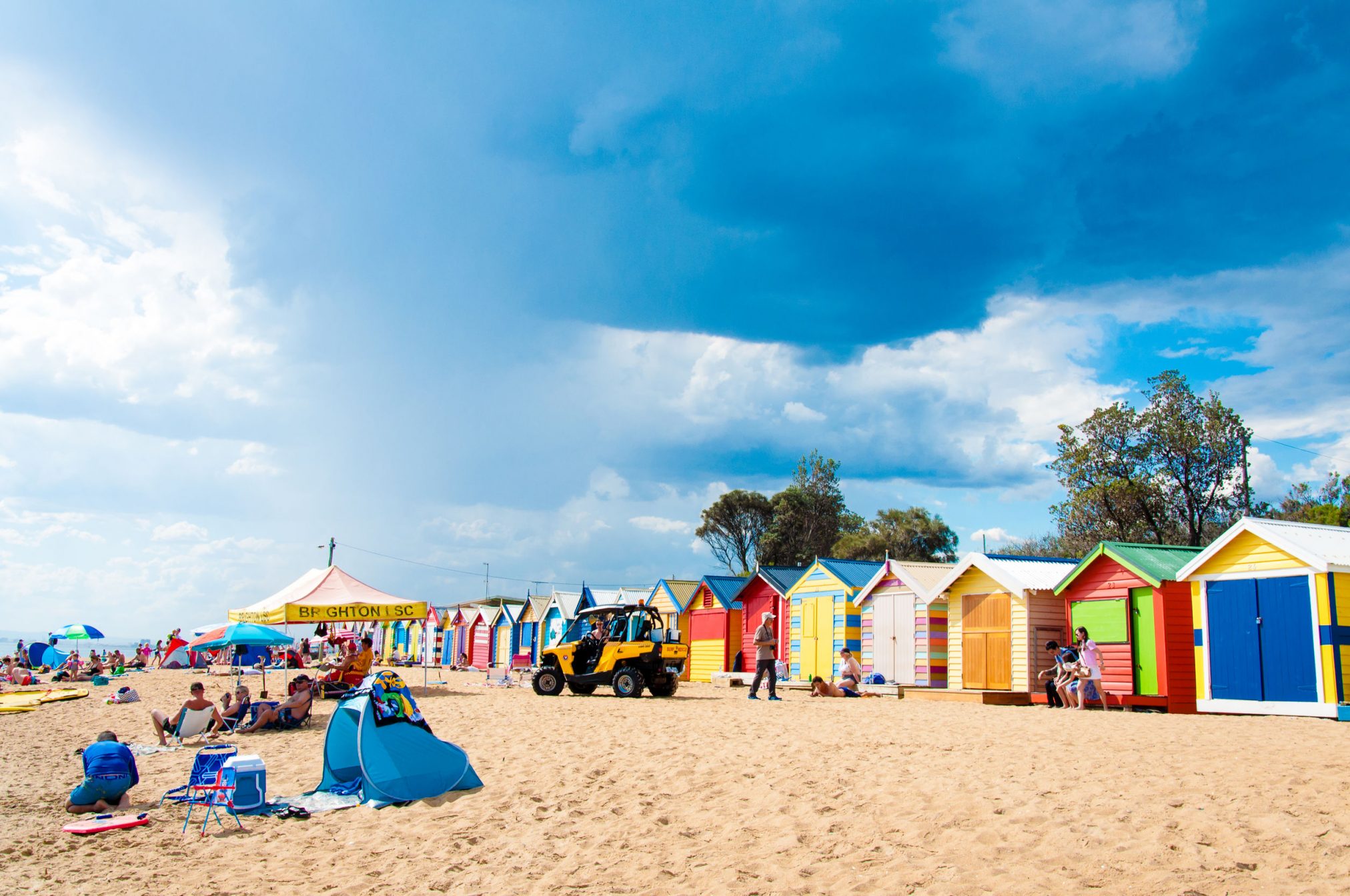 Brighton beach showing bathing boxes, Melbourne