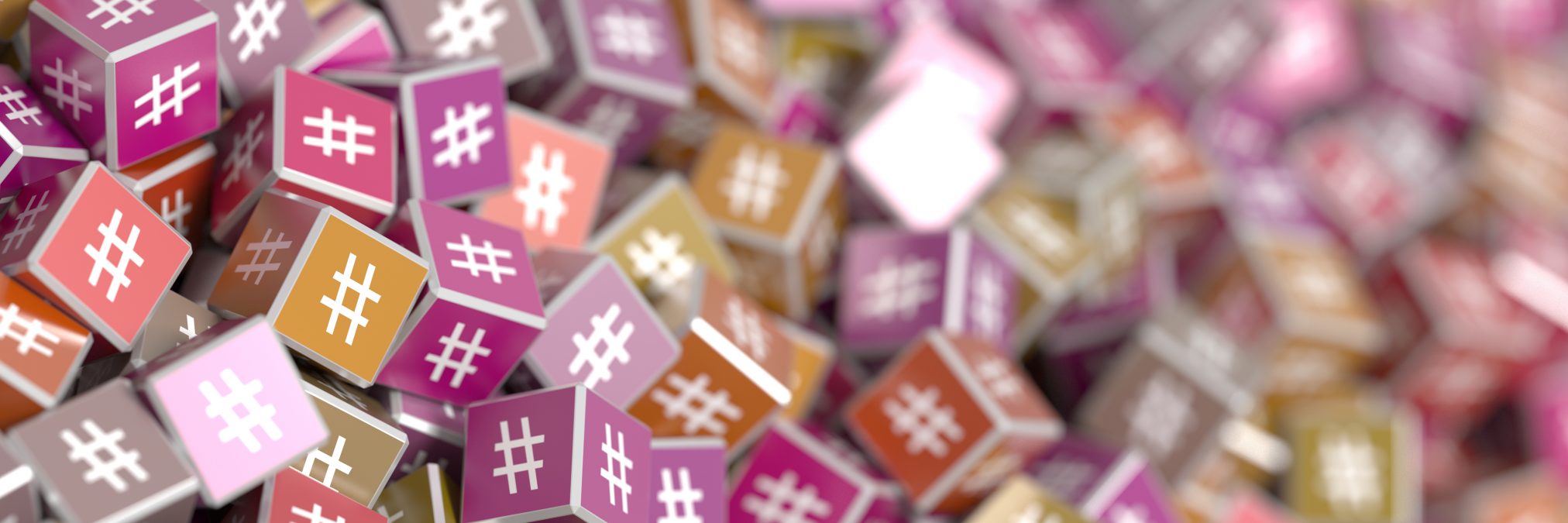 twitter hashtags on cubes social media concept