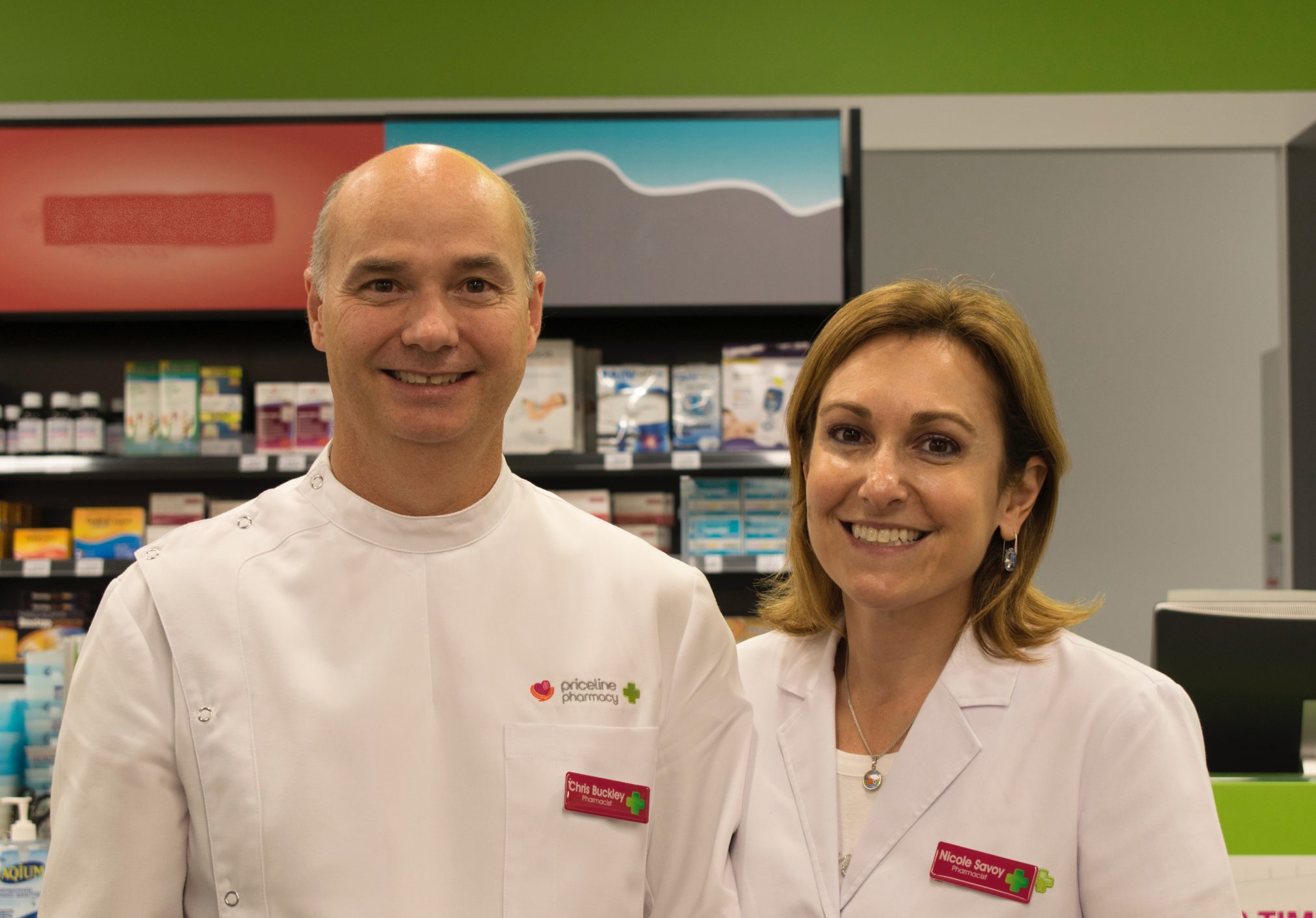 Franchise partners of Priceline Pharmacy Marrickville Metro, NSW, Chris Buckley and Nicole Savoy.