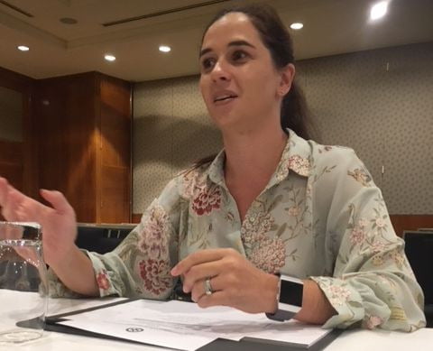Georgina Twomey speaks at the Cairns public hearing. Image courtesy Pharmacy Guild of Australia.
