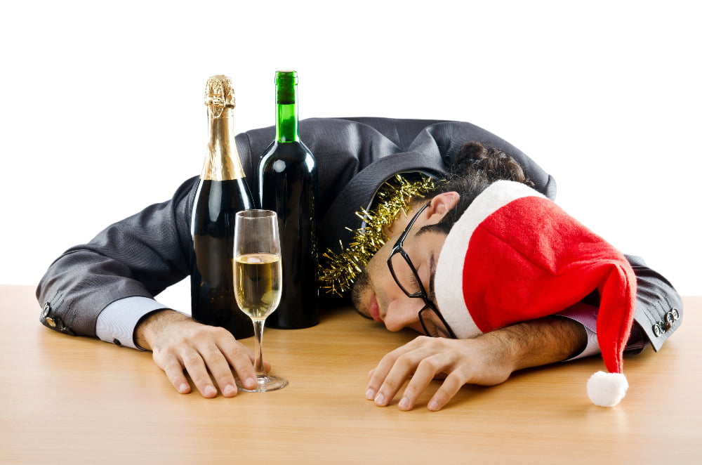 Drunk man passed out with wine