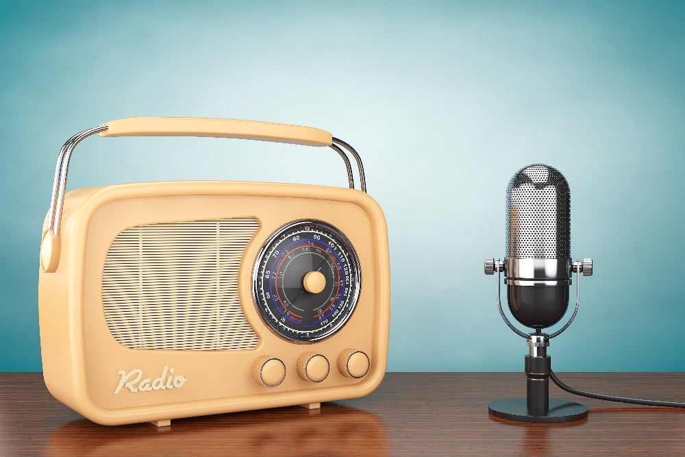 vintage radio microphone interview