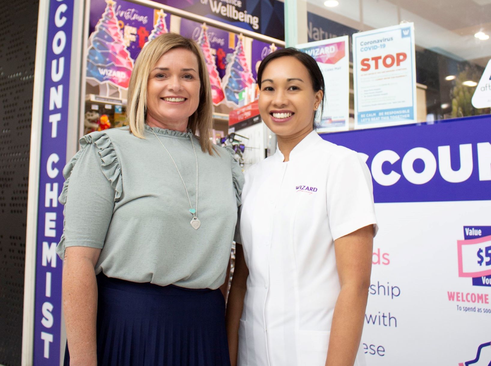 Wizard Pharmacy COO Sally Parker with Wizard Pharmacy Pharmacist and Franchisee Jeanette Drury