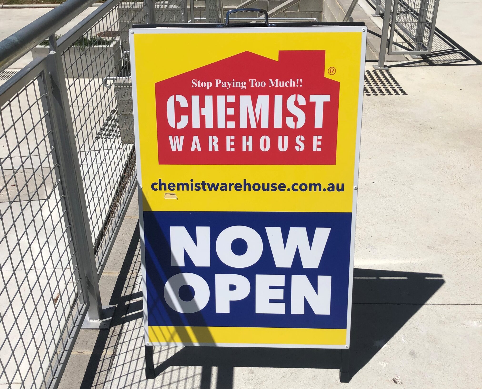 Chemist Warehouse open sign