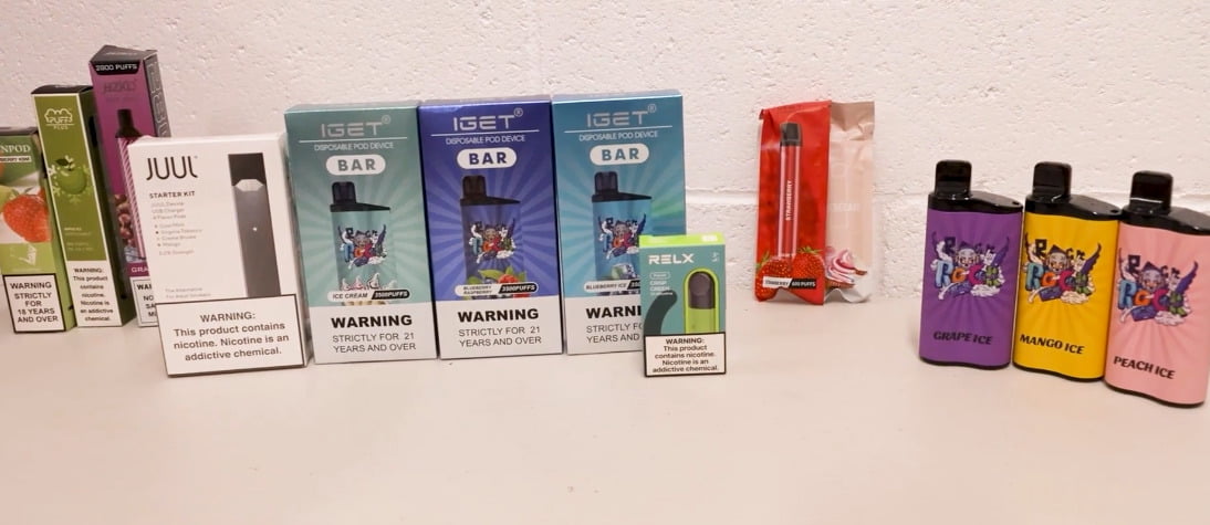 vaping products arranged in a row