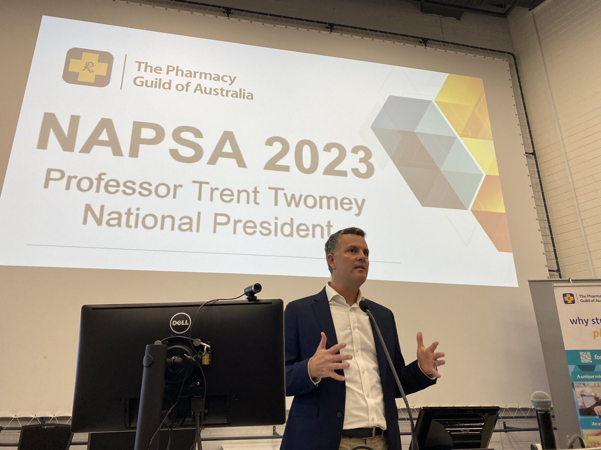 Trent Twomey presents at the NAPSA Congress. Image: Suzanne Greenwood via Twitter.