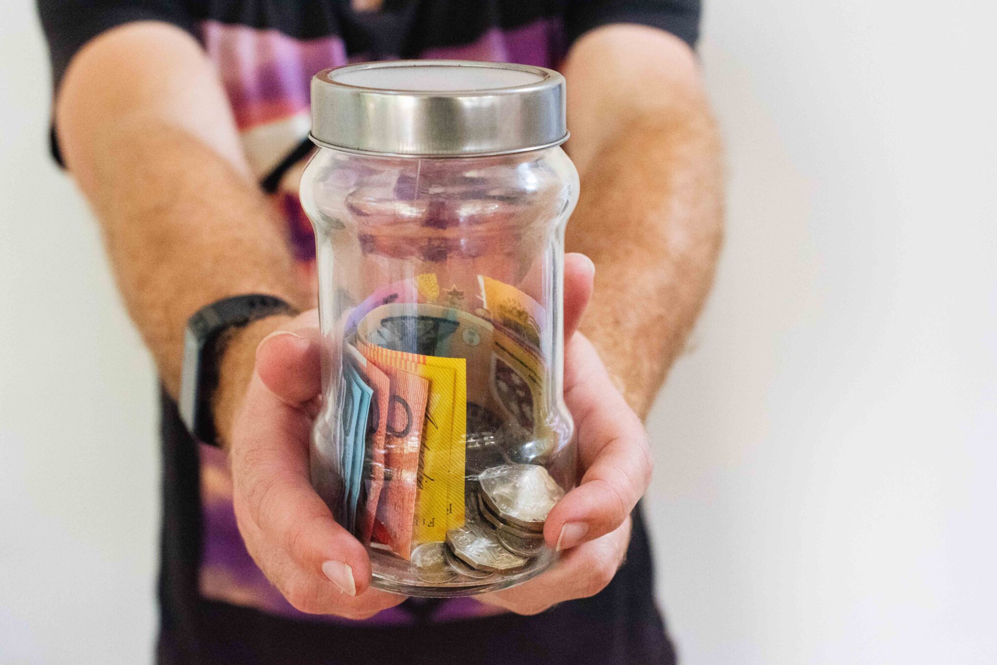 Australian money in jar