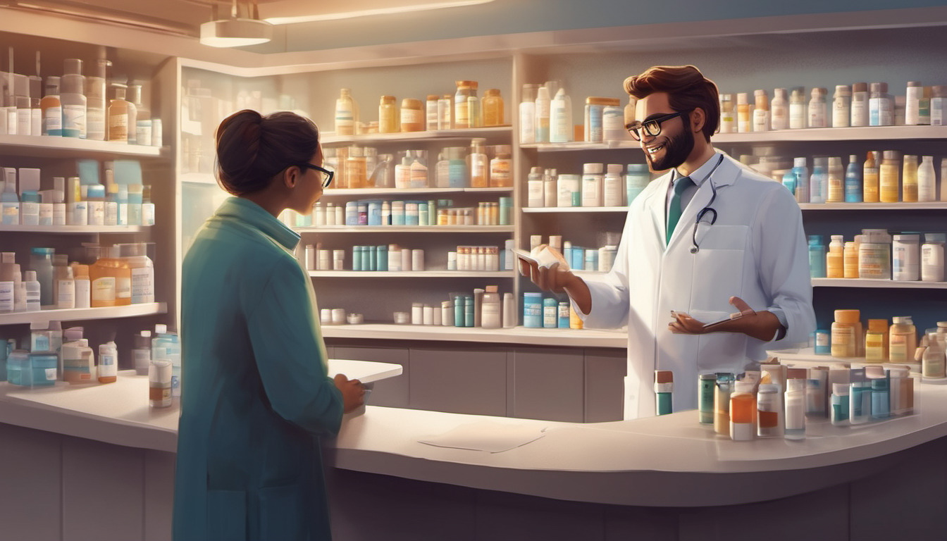 Pharmacist talking to patient